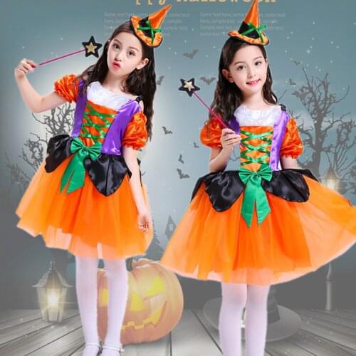 Fashion Toddler Infant Kids Baby Girls Short Sleeve Patchwork Halloween Costume Party Princess Dresses+Hat Outfit Clothes#g4
