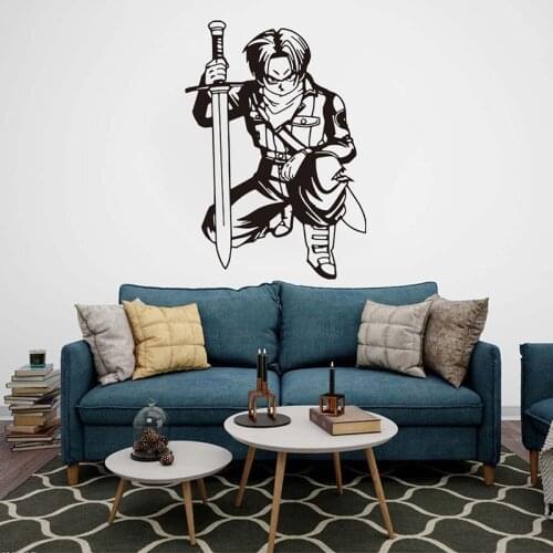 Cartoon Janpan Samurai Anime Warrior Wall Sticker Kid Room Playroom Manga Solider Weapon Sword Wall Decal Bedroom Vinyl Decor