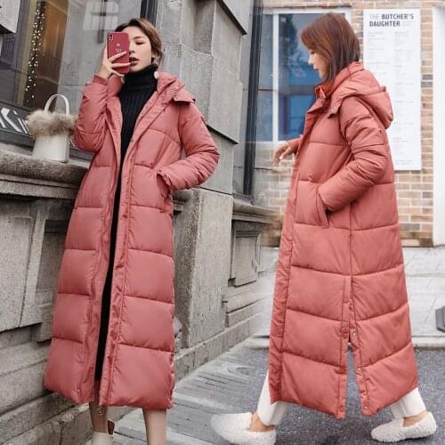 Parka Coat Extra Long Winter Jacket Women Maxi Long Hooded Plus Size Female Warm Thick 2019 Lady Clothing Outwear Fashion Cotton