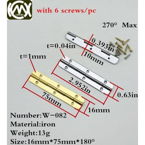 16*75mm 10pc Sales furniture hardware Jewelry box hinges Hinges for wooden boxes Plane small hinge free shipping W/screw W-082