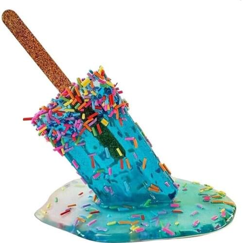Resin Ice Cream Statues Funny Melting Popsicle Ornaments Candy Statue Kids Children Desk Figurine For Home Decoration Crafts