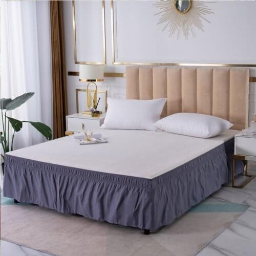 Bed Skirt Dark Grey King Size Wrap Around Dust Ruffles Elastic Easy-Install Bedskirt Wrinkle Fade Resistance Machine Washable