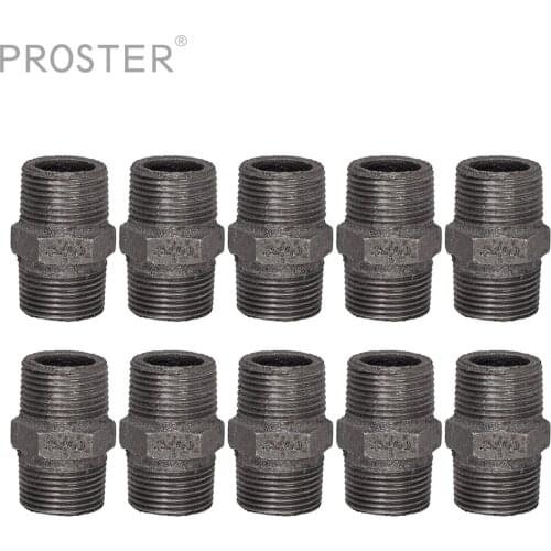 Proster 10pcs 1/2" 3/4" Malleable Casting Iron Bilateral Threaded Iron Pipe Fittings High Quality Bookshelf Decoration Hardware
