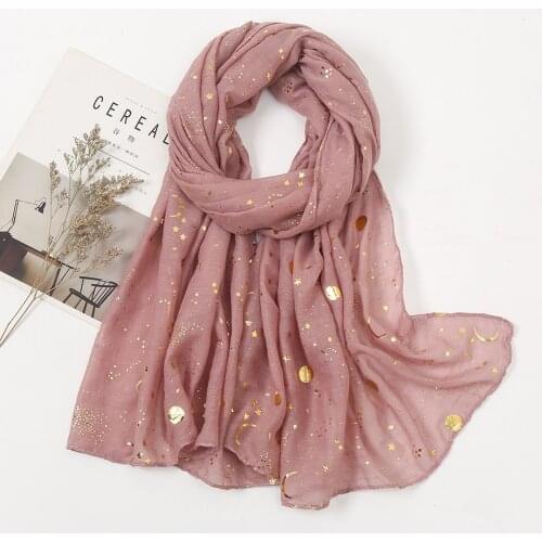 Fashion Plain Muslim Hijabs Turbans Cotton Stars Printed Shawls Scarf Women Large Size Head Wraps Headscarf Foulard 1PC Retail