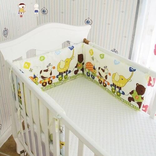 Collapsible 180*28cm Baby Crib Bumper In the Crib, Newborn Cotton Linen Cot Bumper Baby Bed Protector, Kids Baby Bedding Bumper