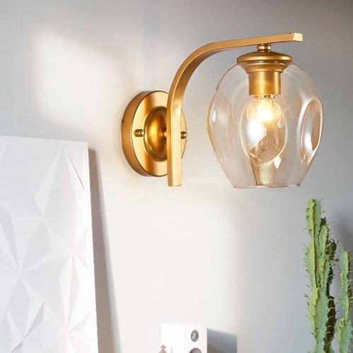 Nordic Modern LED Wall Lamp Glass Ball Bathroom Mirror Bedside Stair American Retro Wall Light Sconce Indoor Lighting Fixtures