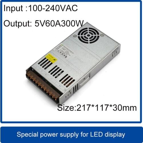 5V60A 300W Special LED Display Power Supply With Fan uitra-thin ,Input 110V Or 230Vac,Suitable for Outdoor and Indoor P3-P10