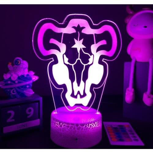 3D LED Lamp Anime Black Clover Night Light Black Bull Model Nightlight for Kids Child Bedroom Decor Bedside Desk Lamp