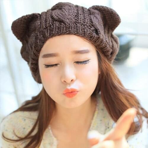 Splendid Womens Winter Crochet Braided Cute Cat Ears Beret Beanie Knitted Hat Retail/Wholesale 4XSV