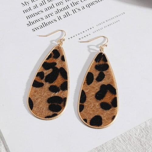 Buffalo Plaid Leopard Mosaic Teardrop Earrings for Women PU Leather Snakeskin Long Raindrop Drop Earrings Jewelry Wholesale