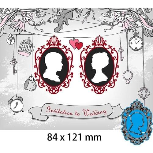 Cutting Dies Hollow Laser Portrait Frame Card Decor New for Decoration Scrapbooking Stencil Paper Craft Album Template 84*121mm