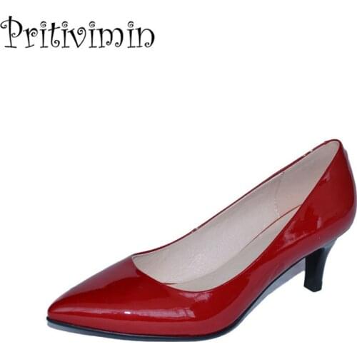 2018 ladies red pointed toe thin heel office shoes women patent leather heels youth girls fashion designer pumps Pritivimin FN8