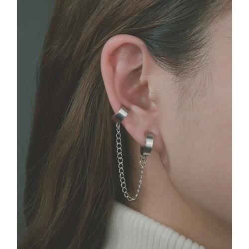 Womens Earrings 2021 Trend Unusual Pierced Earmuffs Punk Teen Earrings Cross Retro Stainless Steel Pierced Pendant Jewelry