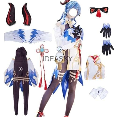 Genshin Impact Cosplay Ganyu Costume Shoes Horns Wig Cosplay Anime Game Gan Yu Women Outfit Anime Halloween Party Fancy Dress