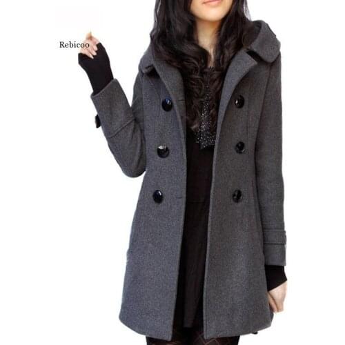 Winter Women Long Coats Hooded Cashmere Woolen Cotton Coats and Jackets Women Casual Slim Plus Size Wool Blends Long Coat