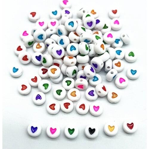100pcs 7mm Multicolour Heart-shaped Letter Shape Beads for Jewelry Making Diy Handmade Bracelet Accessories