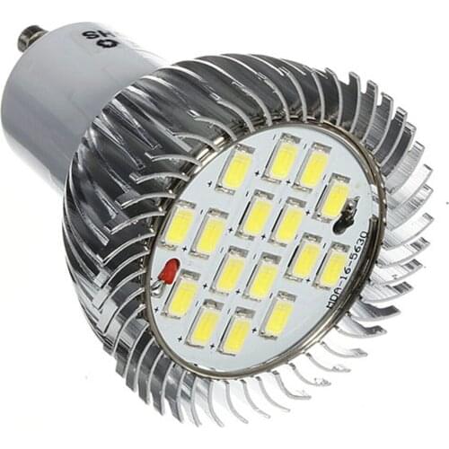 1x 10x GU10 7W 640LM 16 LED 5630 SMD Energy Saving Spotlight Bulb Home Lamp Pure White Chandelier Lighting Fixture AC85-265V