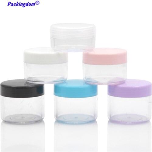 20pcs 10g 15g 20g Empty Plastic Jar Black Cap Lotion Mask Sample Containers Eye shadow Cream Box White Lids Refill Bottle Jars