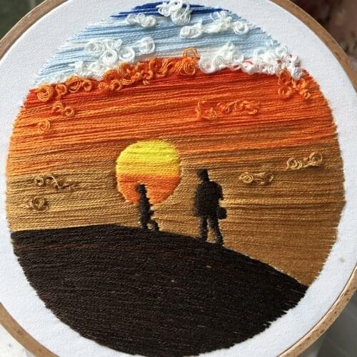 Bajrangi Bhaijaan Diy 3d Beginner Embroidery Fabric Threads Material Bag Landscape Needlework Cross Stitch Kit Wall Painting