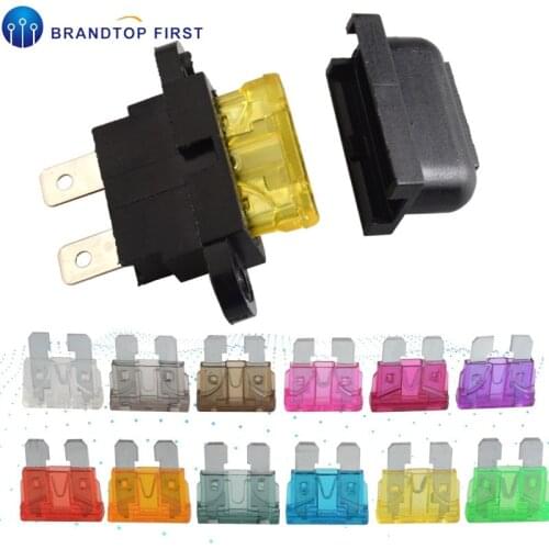 5sets Waterproof Auto Standard Middle Fuse Holder + Car Boat Truck ATC ATO Blade Fuse 3A 5A 10A 15A 20A 25A 30A 35A 40A