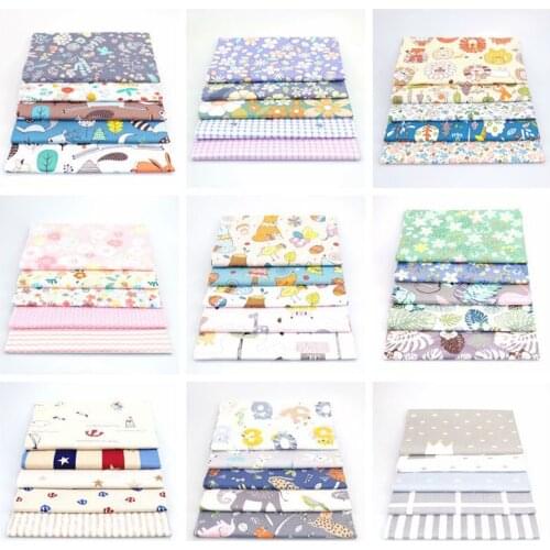 5pcs/set Nordic StyleTwill Flower Pattern Cotton Fabric Printed Cloth DIY Baby Handmade Material Patchwork For Needlework Sewing
