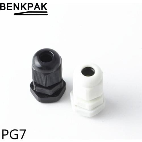 5pcs PG7 Black/White Plastic Waterproof Cable Glands Joints for 3-6.5mm
