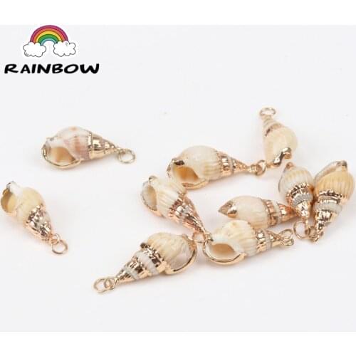 Natural Spiral Shell Charm Pendants Heart Gold For Women Jewelry Bracelet Necklace Earring Making DIY Accessories 25-28mm 5pcs