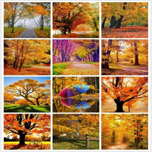 DIY 5D Diamond Painting Autumn Landscape Mosaic Embroidery Cross Stitch Scenery Painting Full Square/Round Drill Home Decor