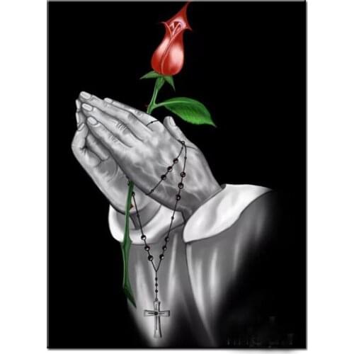 Hand Pray Rose Diamond Embroidery,New Diamond mosaic full square Round 5d diy diamond painting 3d Puzzle rhinestone Art,B126
