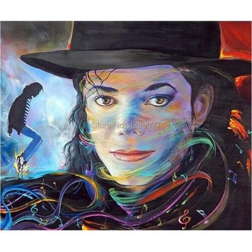 5D Diy Diamond Painting Cross Stitch Art Kits,Full Square Round Drill Diamond Embroidery Michael Jackson Picture for Room Decor