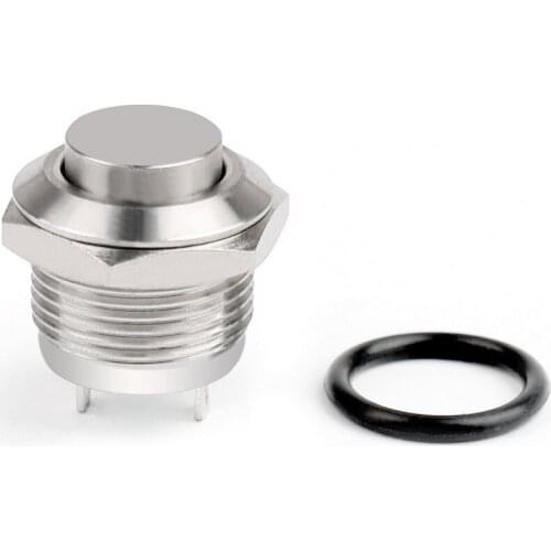 Areyourshop 4PCs Mini 2 Pin 12mm Metal Push Button Momentary Switch Waterproof High Round DC 36V 2A Stain