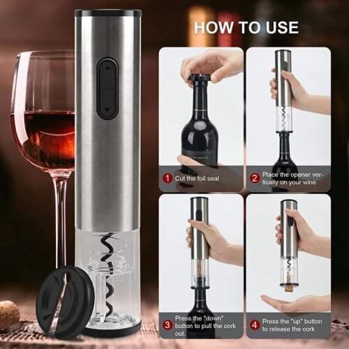 HGHO Electric Wine Opener Automatic Wine Bottle Opener Corkscrew Wine Opener with Foil Cutter Resuable Wine Opener 4 PCS Set