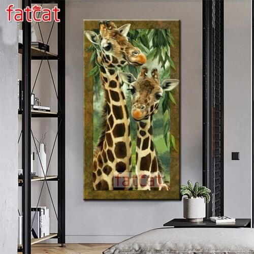 FATCAT Animal giraffe Large Diy Diamond Painting Full square round drill 5d Diamond Embroidery Kits wall Decoration AE3050