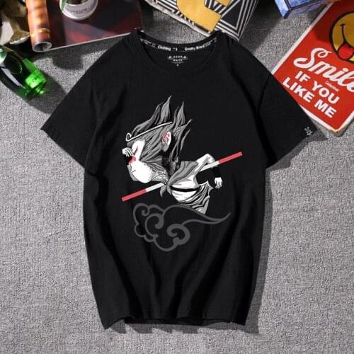 100% Cotton Cartoon Monkey King Print t-shirt Unisex Kpop Summer Novelty Unisex Funny Clothes Harajuku Cool Creative Hip Hop Top