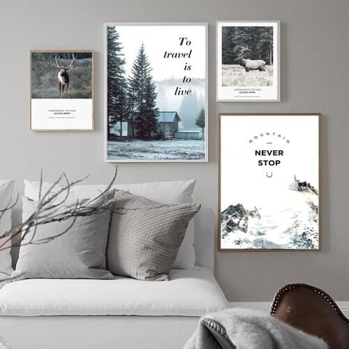 Forest Landscape Picture Scandinavian Poster Scenery Nature EIK Canvas Wall Art Print Painting Nordic Quotes Decoation