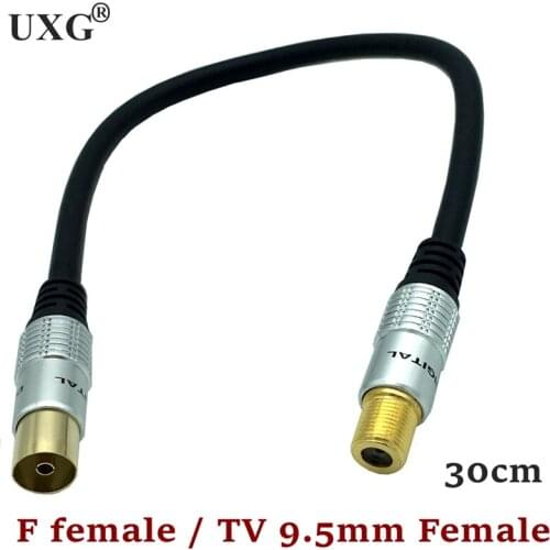9.5mm Female to F type Female Coaxial TV Satellite Antenna Cable 0.3m