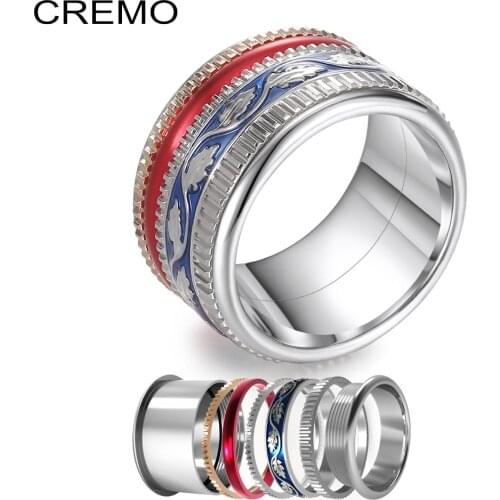 Koaem Stainless Steel Ring Everyday Spinner Rings For Women Interchangeable Engagement Wedding Band Accessories