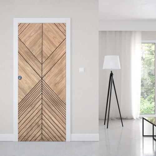 Creative 3D Door Sticker Art Fashion Wooden Gate DIY Home Decor Decals Wallpaper Waterproof Mural For Bedroom Door Renovation