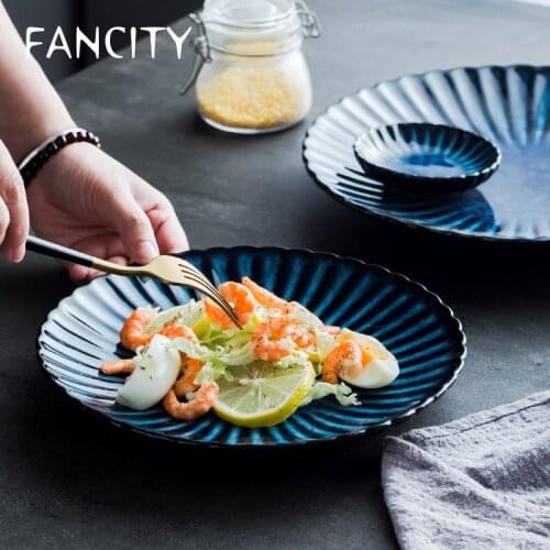 FANCITY Round shallow dish. Vegetable dish, home pasta dish, creative steak dish, personalized breakfast dish