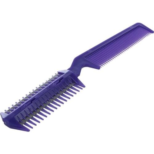 Metal Blade Razor Plastic Hair Comb Cutter Trimmer Purple