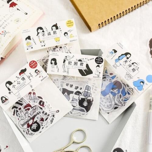40 Pcs/ Bag Cute Cartoon Character Mini Paper Sticker Decoration Diy Diary Scrapbooking Seal Sticker Kawaii Stationery TZ300