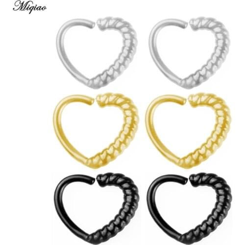 Miqiao 2pcs Explosive Stainless Steel Half Twist Love Nose Ring Exquisite Human Body Piercing Jewelry
