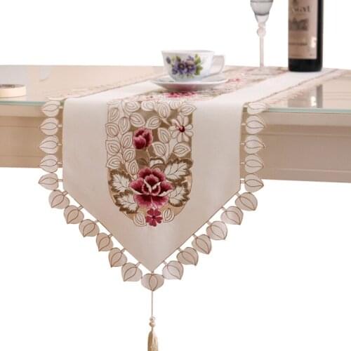 Fashion Embroidered Table Runner Floral Lace Dust Proof Covers for Table Home For Wedding Party Table Decoration chemin de table