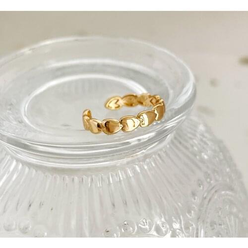 Monlansher Geometric Heart Open Adjustable Ring Gold Color Copper Finger Ring For Women French Vintage Engagement Rings Jewelry