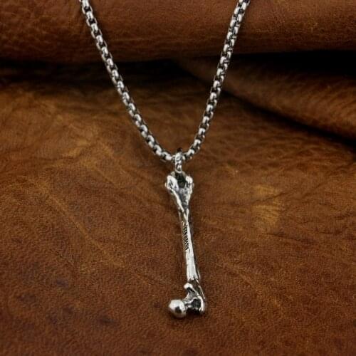 Thigh Bone 925 Sterling Silver Pendant Mens Biker Style TA83
