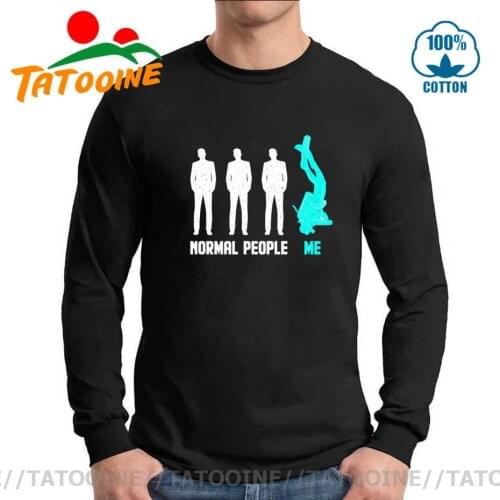 Mens Normal People Me Funny Scuba Diving T Shirts Dive Diver Sea Snorkeling Sports T-Shirts Cotton Tops long Sleeve Tee Shirt