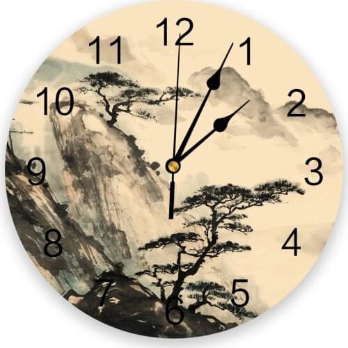 Landscape Chinese Style Ink 3D Wall Clock Modern Design Living Room Decoration Kitchen Clock Art Wall Watch Home Decor