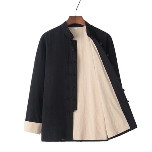 New Plus Size 4XL Thick Kung Fu Shirts Mandarin Collar Chinese Loose Tai Chi Top Hot Sale 100% Cotton Jacket Double-deck Coat