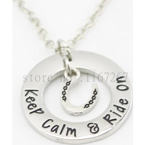 2015 new arrive"Keep Calm & Ride On"Necklace Hand stamped horse lover jewelry equestrian Horse Riding Gift necklace