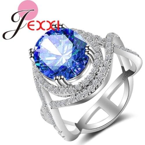 Wholesale 925 Sterling Silver Jewelry Silver Ring for Women Wedding Engagement 5 Color Option AAA+ Clear Zircon